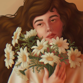 Портрет с цветами