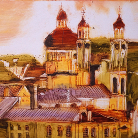 6 Из серии Маленький Вильнюс.11х15,5 масло, картон. 2016.