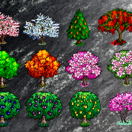 Деревья пиксель арт