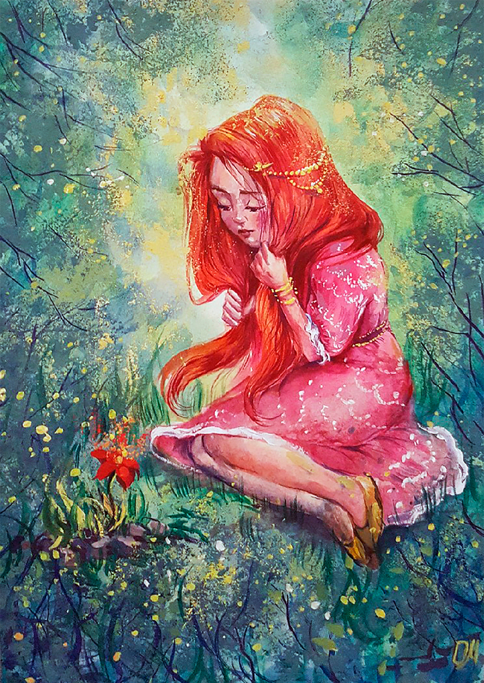 Иллюстрация к сказке "Аленький цветочек" С.Т.Аксакова