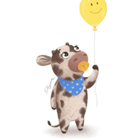 Корова/теленок с воздушным шариком