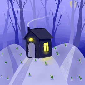 Домик в весеннем лесу