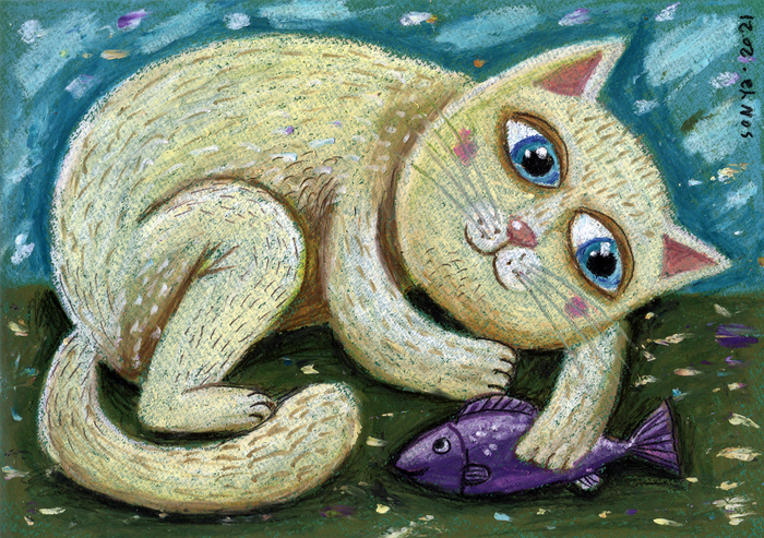 Кошка с рыбкой