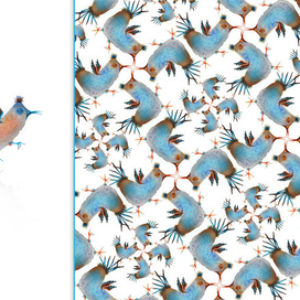 Pattern Design/ "Blue funny Chiken"
