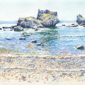 КАЗАНТИП. БУХТА КИРЛИУТ. 2017. Бумага, акварель. 29,7 x 42