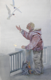 Кормление чаек.