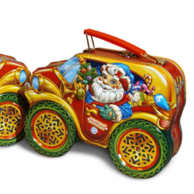 Упаковка - жестяные новогодние машинки