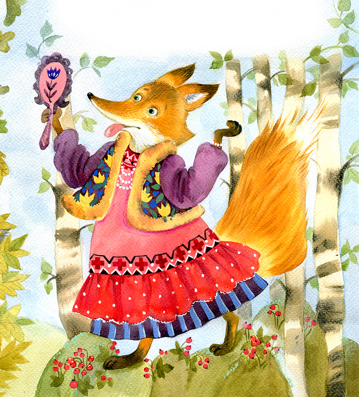 Лисички и волчишки бегают по лесам Беларуси. Разворот для издательства Свято-Елисаветинского монастыря г. Минск.