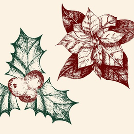 Клипарт рождественский. Рисунок от руки векторная графика.