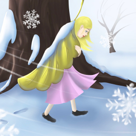 Дюймовочка идет из леса