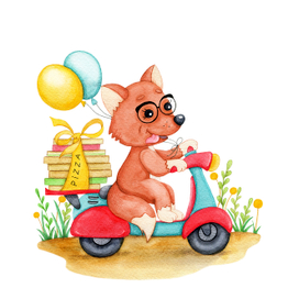 Лисенок развозчик пиццы