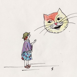 Портрет девушки с чеширским котом
