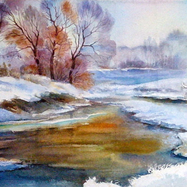 ,,Река Олекте.Акварельный этюд,,