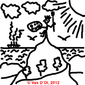 Пик Профессионализма и Художник на нём. С видом на теплое море.