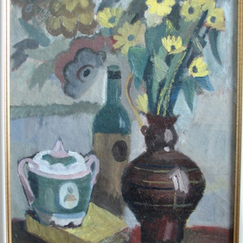 натюрморт с цветами и сахарницей