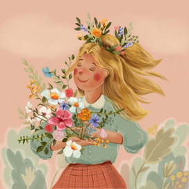 девушка с цветами