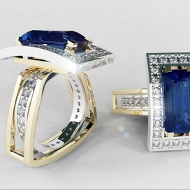 3D - кольцо с сапфиром- модели для 3D принтера