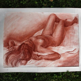 3 курс ,летняя сессия 2016 Работа с натуры(ватман А1,сангина)