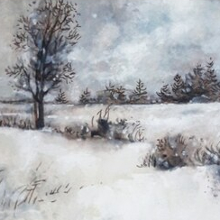 Зимний пейзаж 7х8см