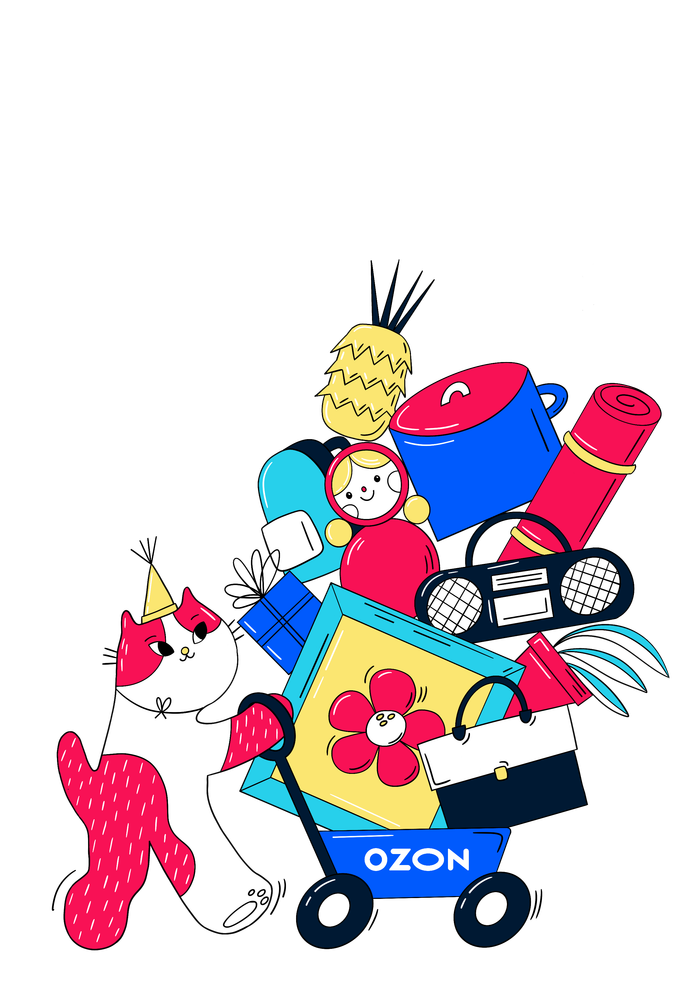 OZON кот с покупками