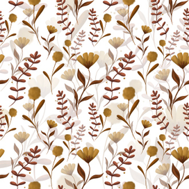 Паттерн Цветочные элементы. Ботаническая иллюстрация