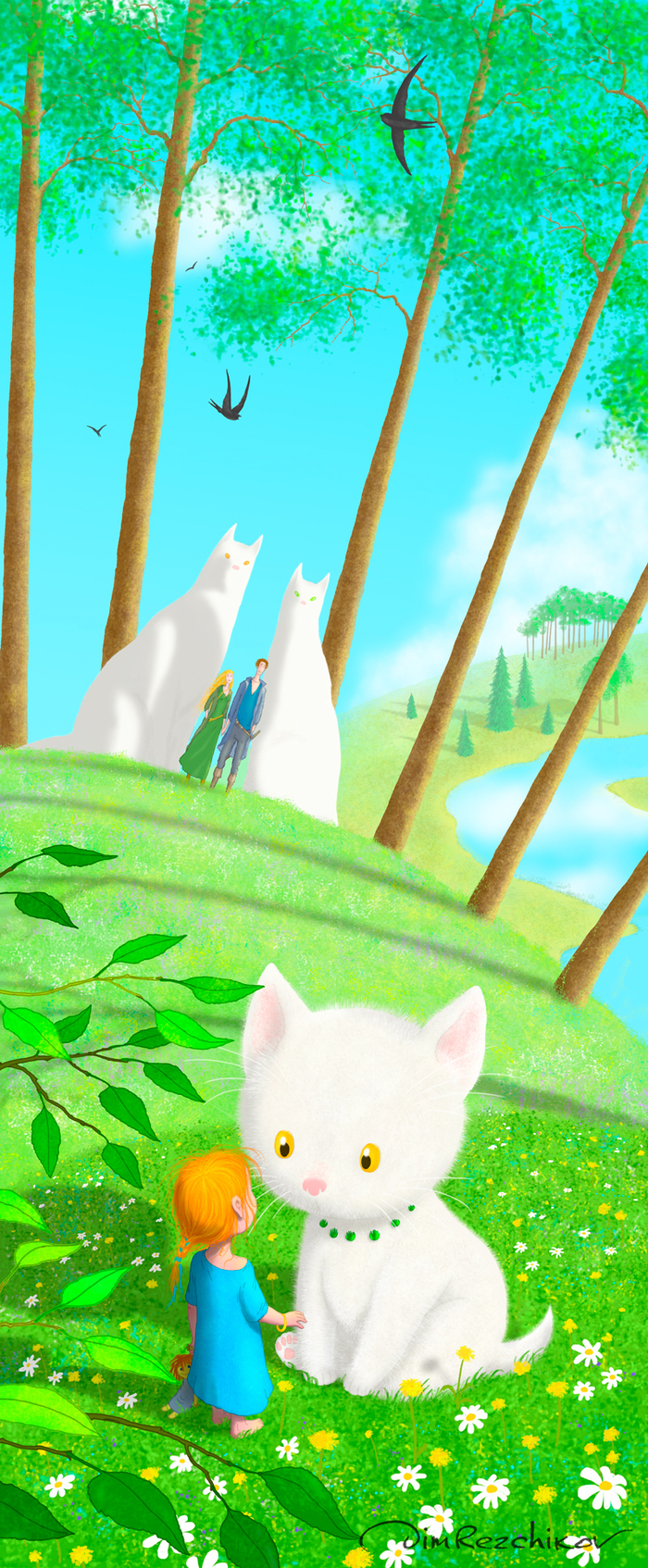 Встреча. ( из серии про девочку и Большую белую кошку)