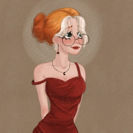 рыжеволосая красотка в красном платье