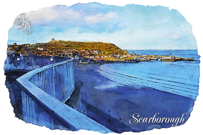 Postcard/ Scarborough View of the fortress from the balcony of the Grand Hotel Открытка "Скарборо, вид на крепость с балкона Гранд Отеля"