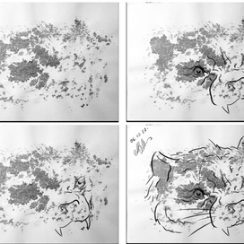 Этапы скетч из пятна..