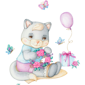 Котик с веночком