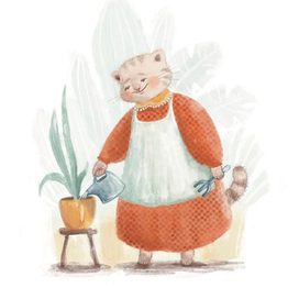 Кошка и цветы