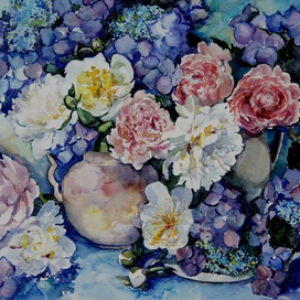 Пионы и гортензии