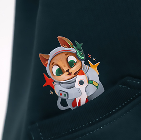 Принт для детской одежды Кот-космонавт