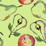 Бесшовный акварельный паттерн из груш и яблок.