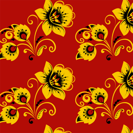 Хохлома на красном паттерн