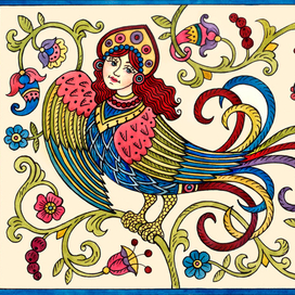 Открытка . Птица счастья.