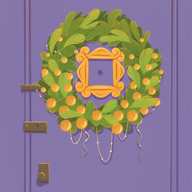 Иллюстрация новогодняя дверь