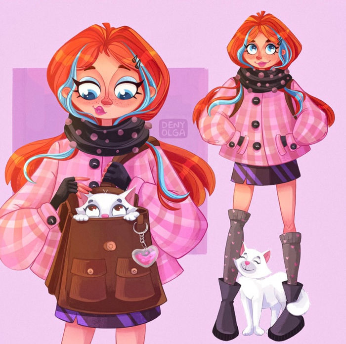 Дизайн персонажа. Девочка с котом