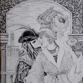 Картина "Карнавал" в технике "пуантализм" 