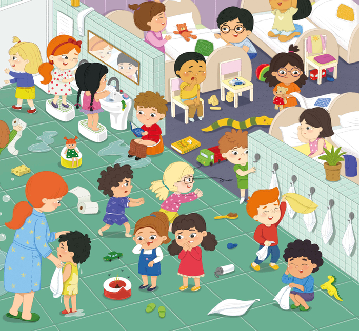 Часть разворота виммельбуха Детский сад. Изд. Маламалама