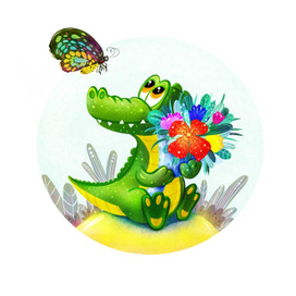 Крокодильчик с букетом