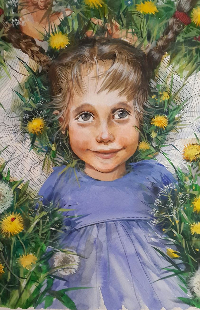 Ксюша в одуванчиках.