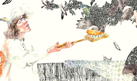 Ілюстрацыя да ангельскага верша "Птушкі ў піраге"