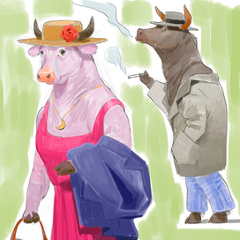 бычок и корова 