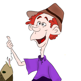 Довольный рыбак