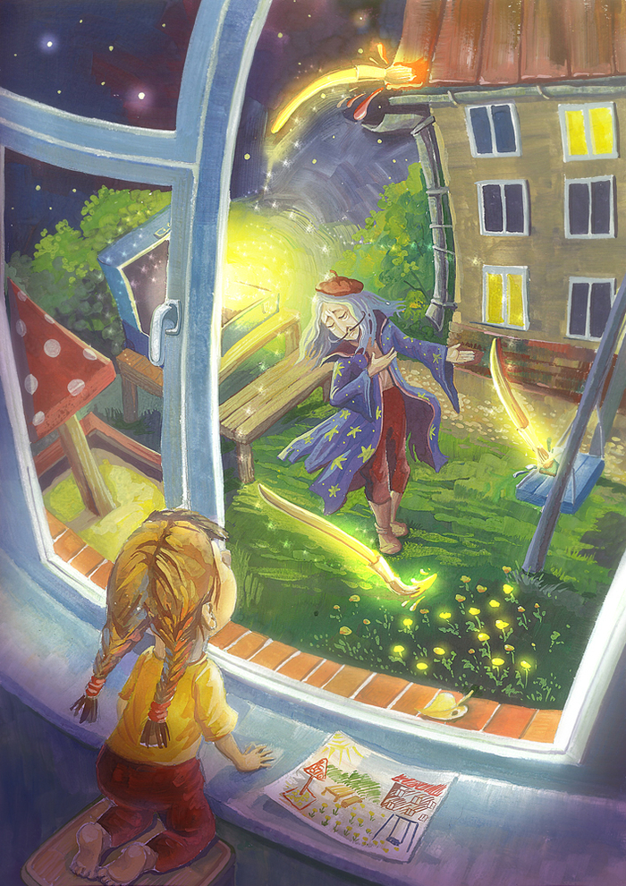 Иллюстрация к рассказу А. И. Сусловой "О волшебном художнике  и одуванчиках" 