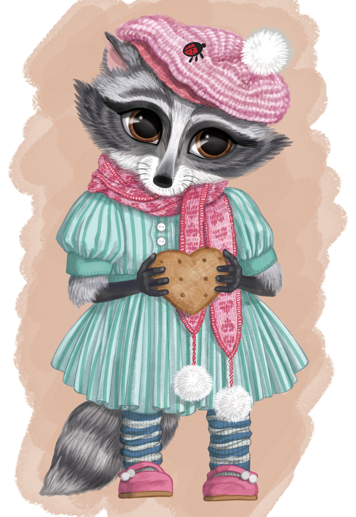 Енот с печеньем