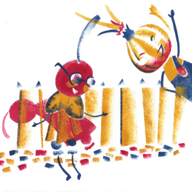 "Начало дружбы графа Вишенки и Чиполлино" из серии иллюстраций к сказке Дж.Родари "Приключения Чиполлино"