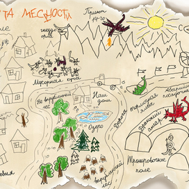 форзац книги -  карта,якобы нарисованная лапой Пушка