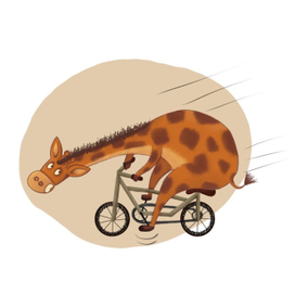 Жираф на велосипеде